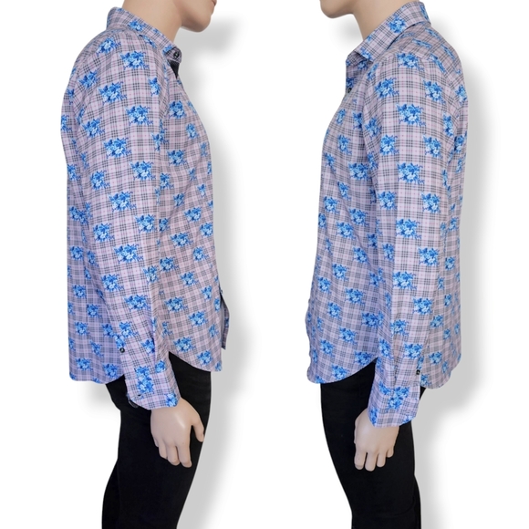 Society Of Threads Floral & Plaid Print Dress Shirt - Picture 4 of 8